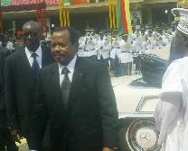 Crmonie du cinquantenaire du Cameroun, le prsident Paul Biya