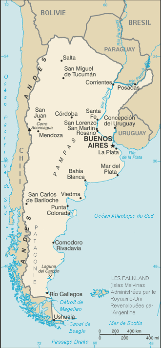 Carte de l'Argentine
