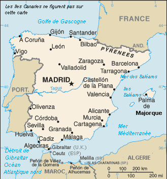Carte de l'Espagne