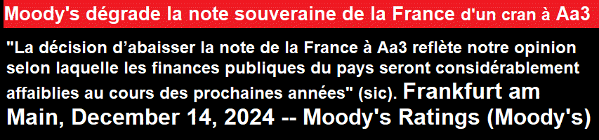 Moody's dgrade la note souveraine de la France d'un cran  Aa3 