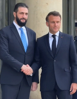 MUHAMMAD AL-JAWLANI EMMANUEL MACRON ELYSEE 7 MAI 2025